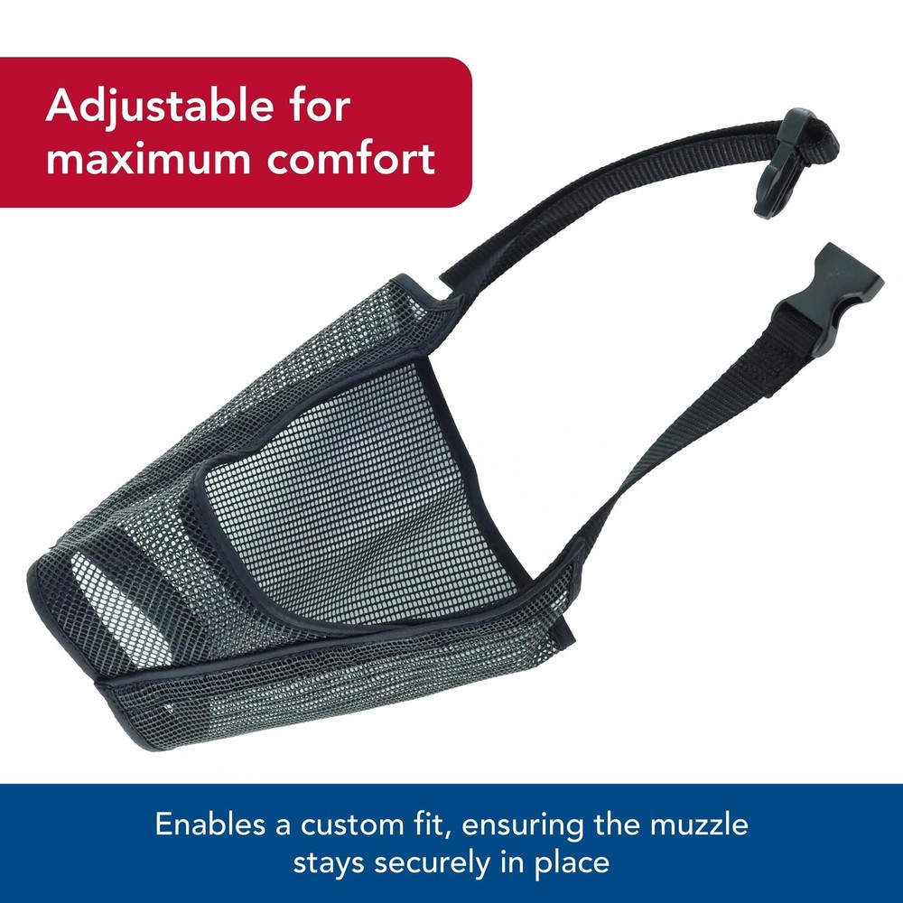 Coastal Pet Best Fit Adjustable Mesh Dog Muzzle/Open Front Design- Black, 4"