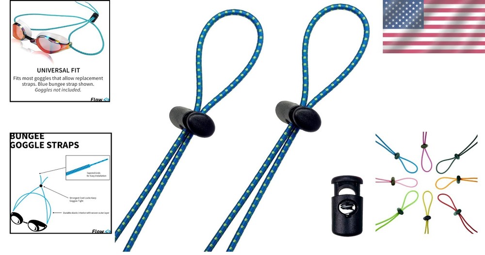 2-Pack Flow Goggle Straps - Fitting Replacement Bungee Cords for Swim Goggles