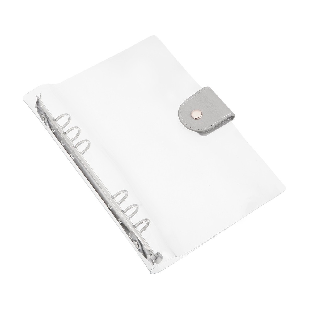 A5 Clear Notebook Binder, 6-Ring Refillable Planner Cover Binder, Gray