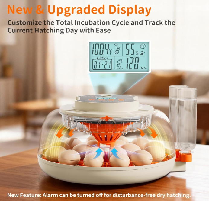 Egg Incubator 18 Eggs Temperature Humidity Control Automatic Turning Incubators