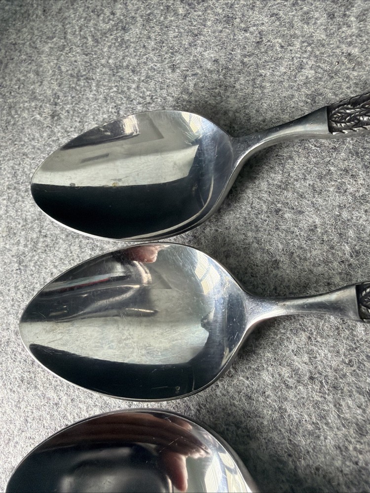 4 MCM JAPAN STAINLESS STEEL FLATWARE BRAIDED ROPE PATTERN Dinner Spoons
