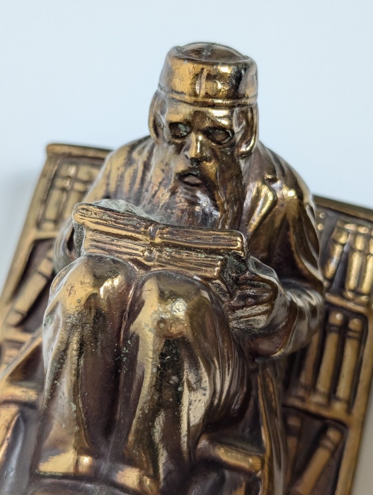 Vintage Solid Brass Figural Bookends Scholar Library Ladder Heavy 17lb Pair