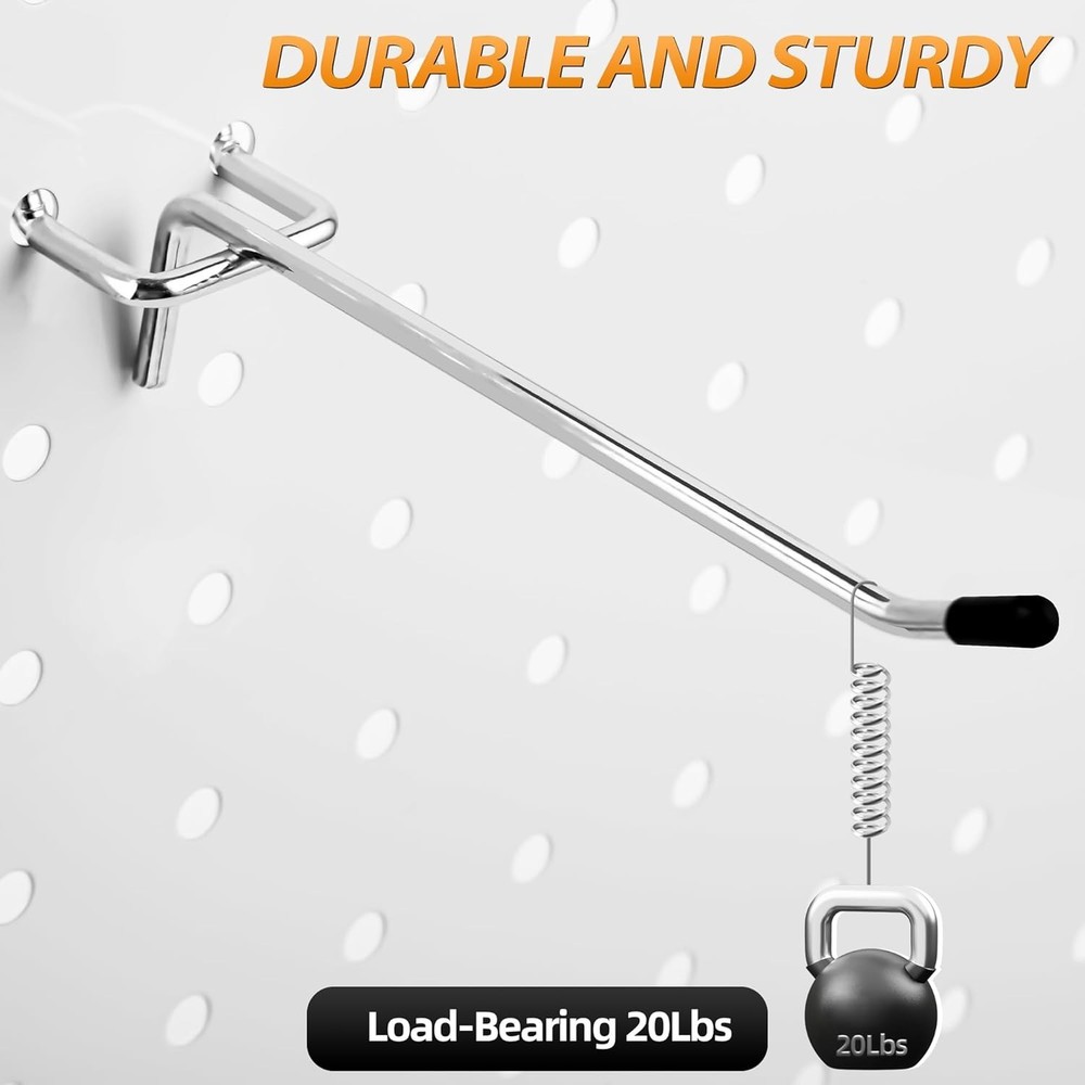 50 Sturdy L Shape Pegboard Hooks - Galvanized Metal Organizer Kit