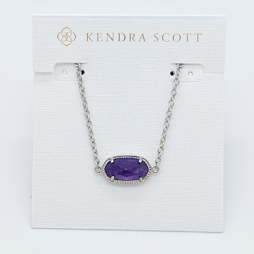 New Kendra Scott Elaina Silver Adjustable Chain Bracelet In Amethyst