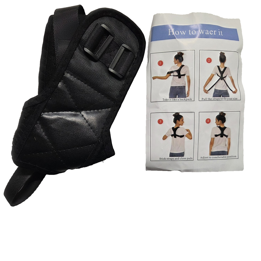 New Adjustable Breathable Upper Back Brace Posture Corrector for Unisex - Black