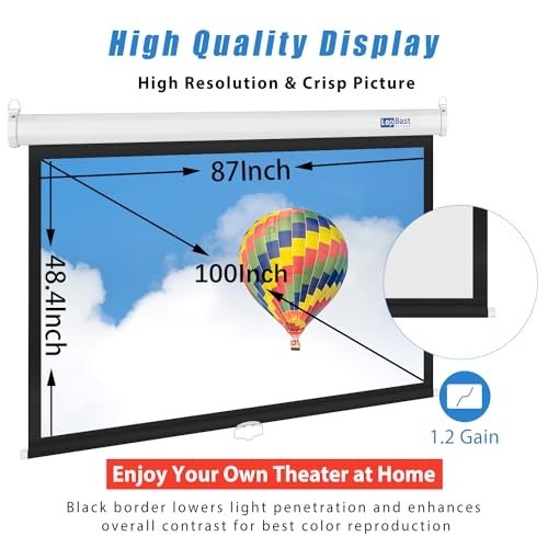 100INCH Manual Pull Down White Projector Screen 16:9 1.2 Gain Retractable Aut...