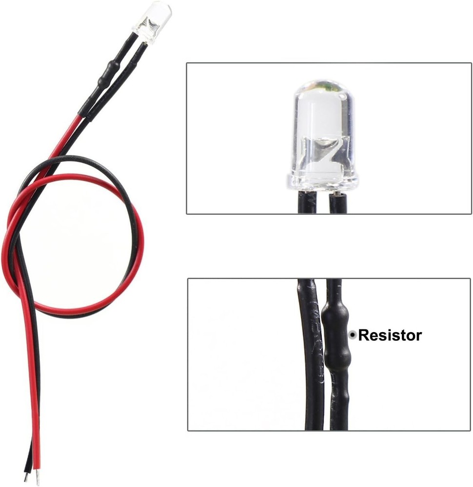 20pcs Pre Wired 5mm Warm White Led Lamp Light Set 12V ~ 18V for Train Layout