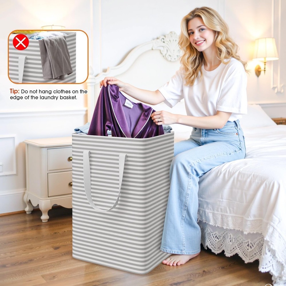 3 Pack Laundry Basket, Waterproof & Freestanding Large Laundry Hamper, Collap...