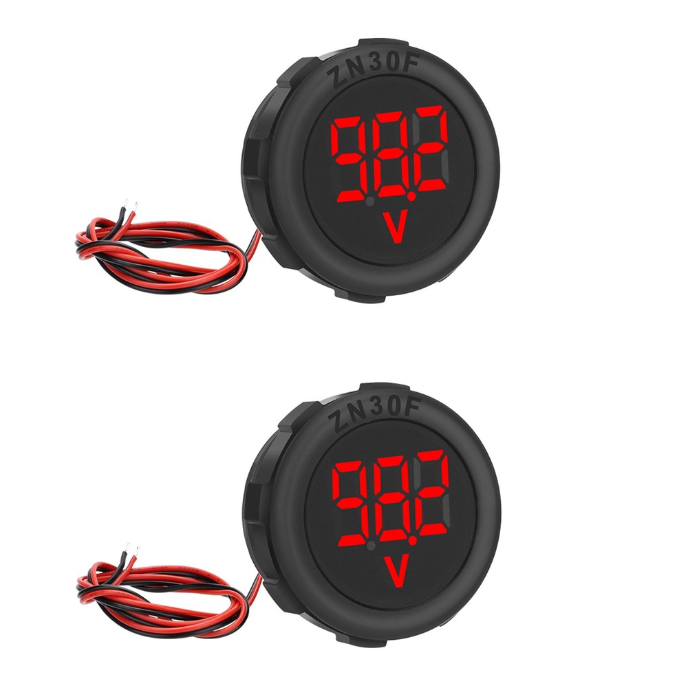 2PCS DC 4V-100V LED Digital Display Voltage Car Motorcycle Voltmeter Gauge Panel