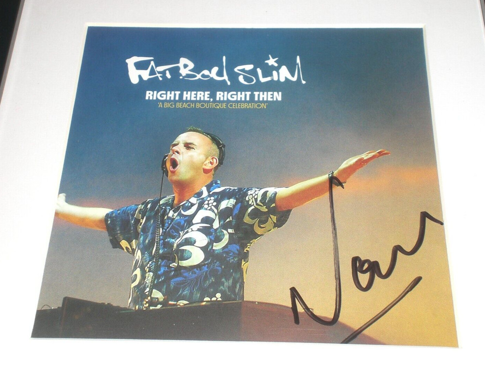 FATBOY SLIM NORMAN COOK SIGNED & FRAMED RIGHT HERE THEN CD DISPLAY AUTO COA B