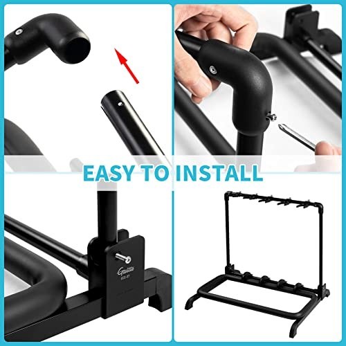 Foldable Multi Guitar Rack Stand - Portable Display Holder for 5 Acoustic & Elec