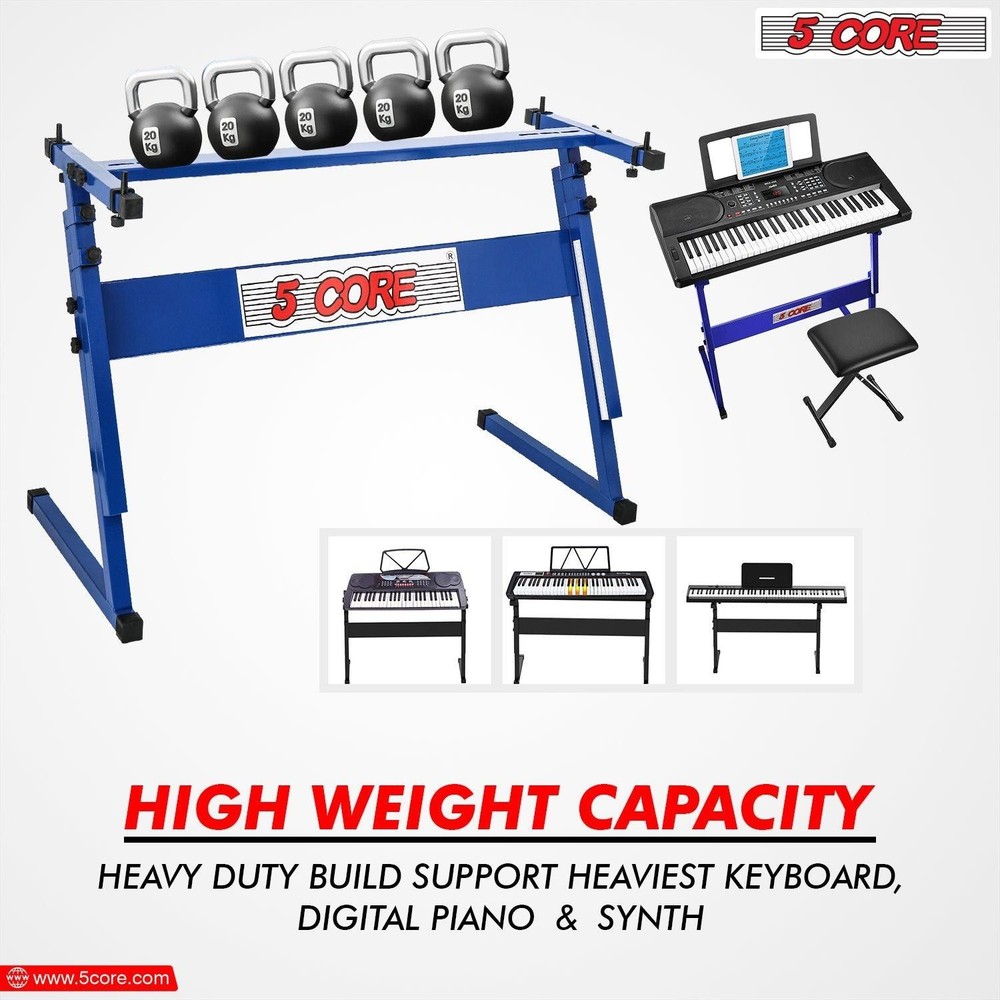 5 CORE Keyboard Stand Z Style Adjustable Electric Piano Riser Foldable & Sturdy
