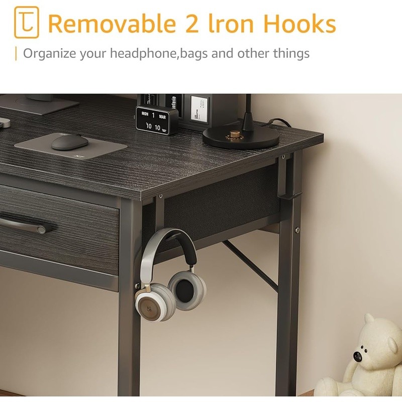 Compact Computer Desk W/ Storage Open Drawers Gaming Table Easy Assembly New