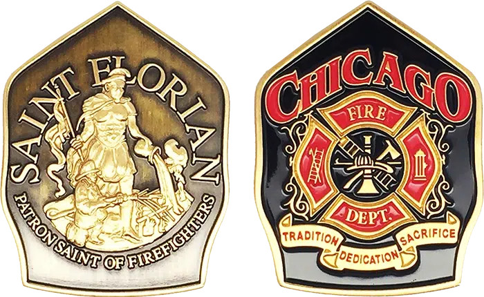 CHICAGO FIRE DEPARTMENT CHALLENGE COIN: St. Florian Shield