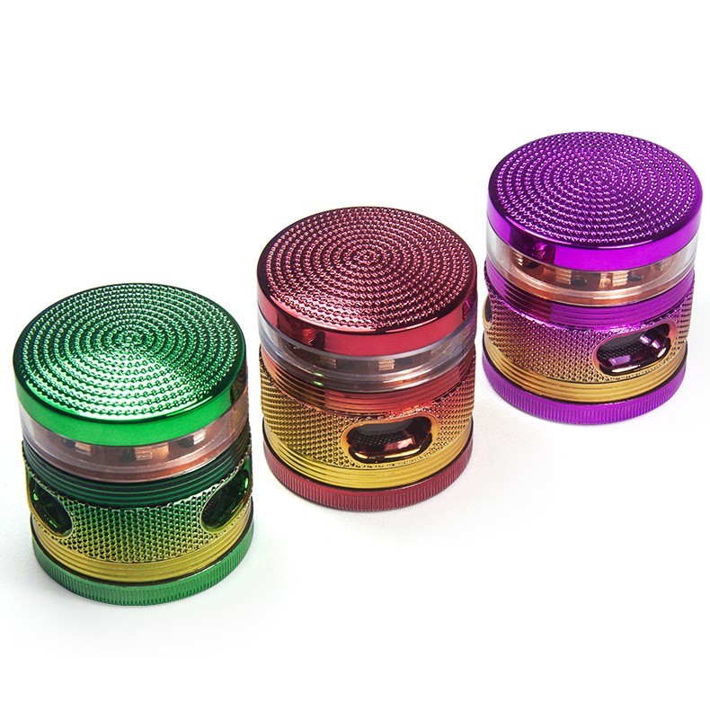 2.5" Shiny Herb spice Grinder 4 Layer with window Sharp Teeth & Storage Chamber