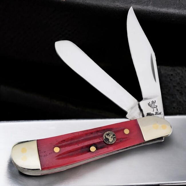 Folding Knife Classic Trapper Folding Knife 2-Blade Red Bone Handle