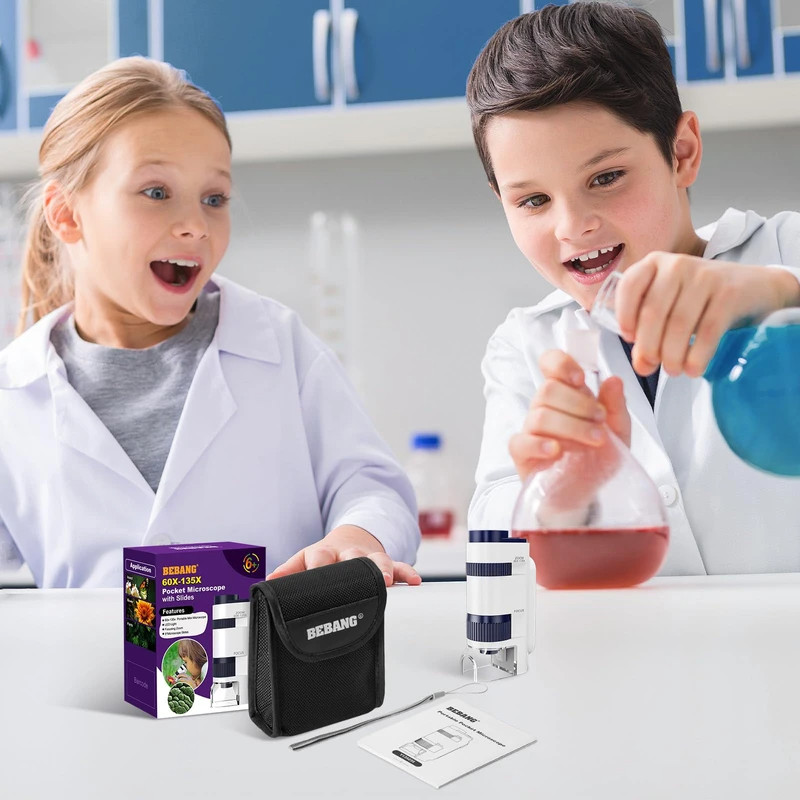 BEBANG 60x-135x Pocket Microscope, Handheld ~ New in Box