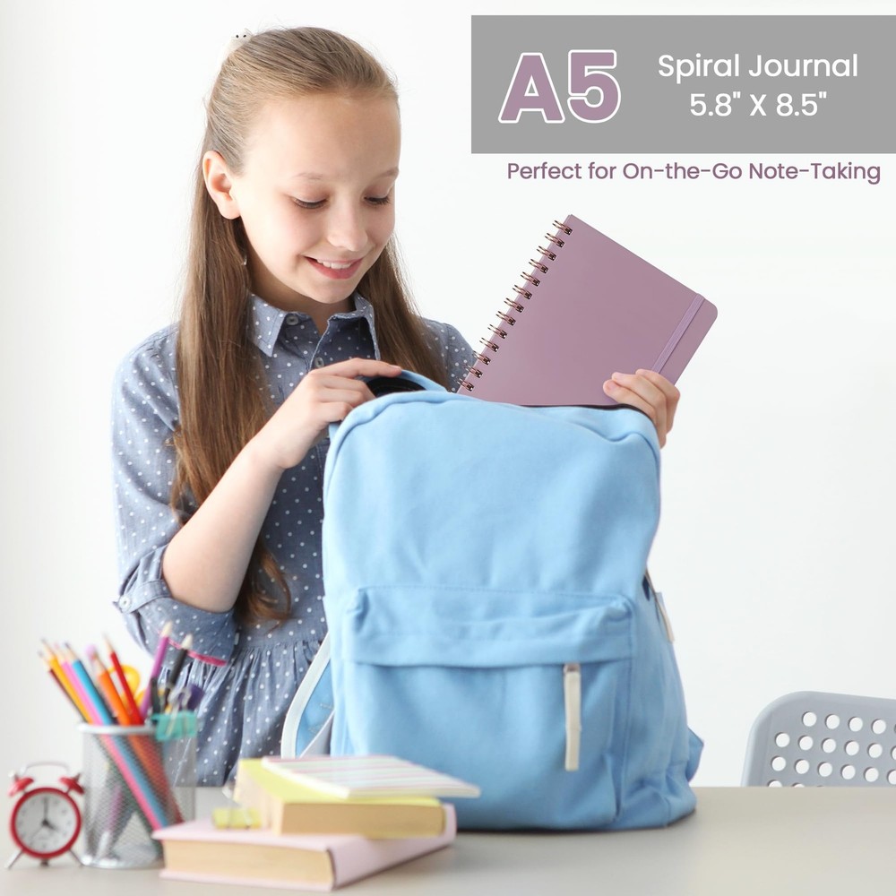 Lined Spiral Journal Notebook, A5 College Ruled Notebook for Journaling, Note-Ta