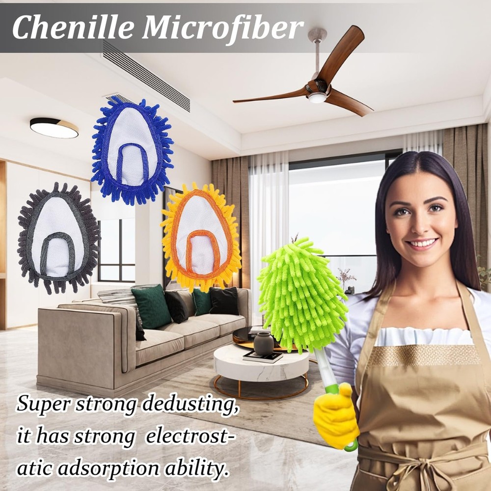 13 Inch Microfiber Feather Duster,with 4 pcs Washable Duster Head, Car Duster...