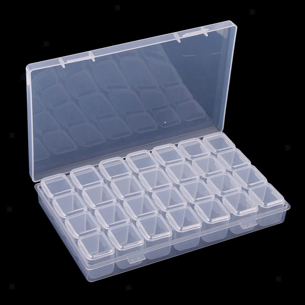 28x Clear Organizer Container Storage Box ,Jewelry Gem