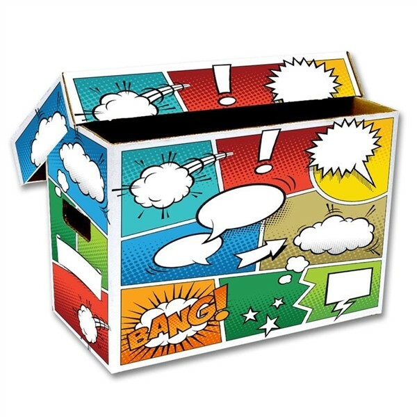 BCW Short Cardboard Comic Book Storage Box with Pow Art Design