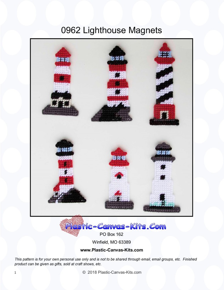 Lighthouse Magnets- Plastic Canvas Pattern or Kit