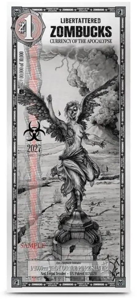 1 Libertattered Zombucks World Silver Note random number