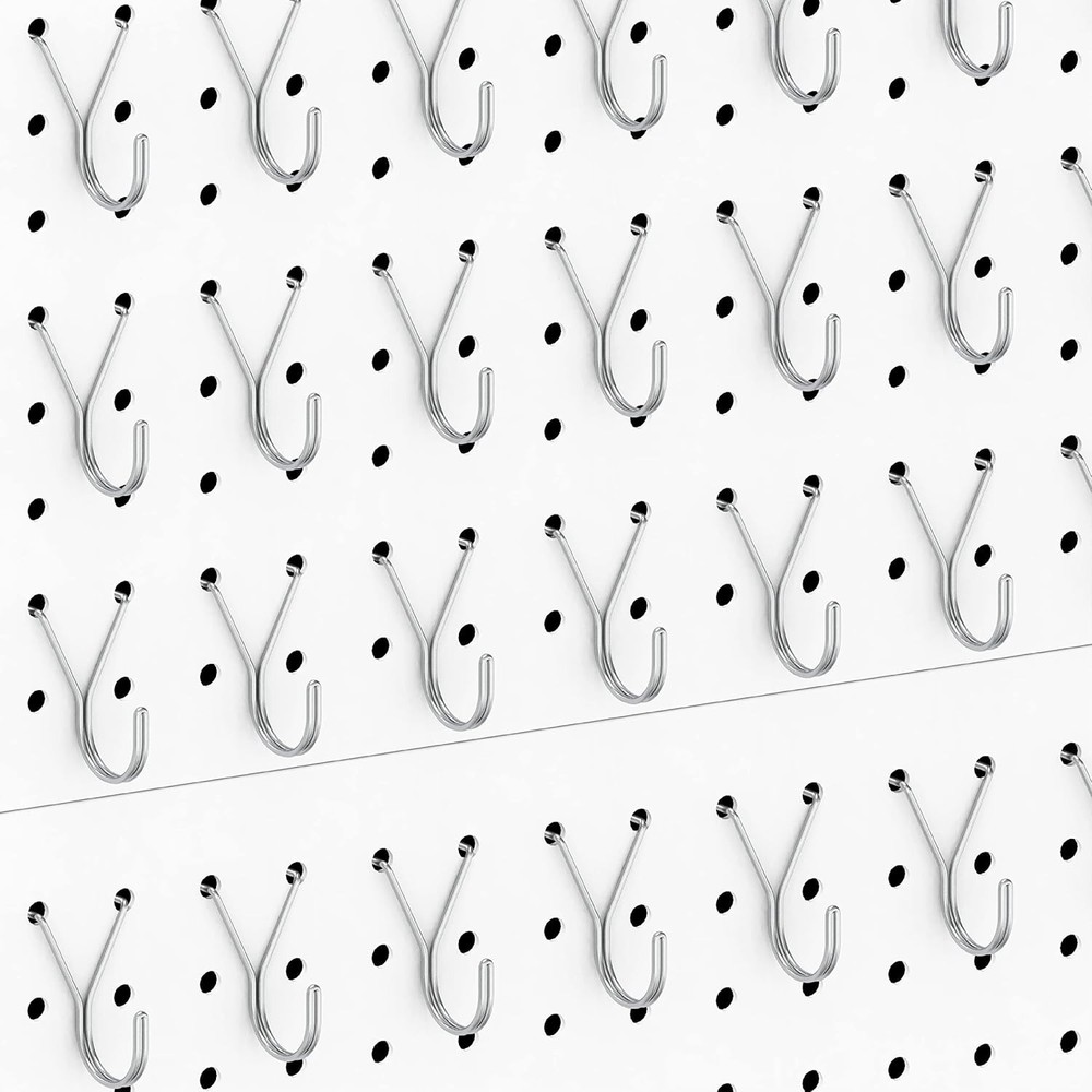 Pegboard Hooks, J-Hook, 1 Inch Silver Hooks 80 Pack, Ideal Display Pegs for Hang