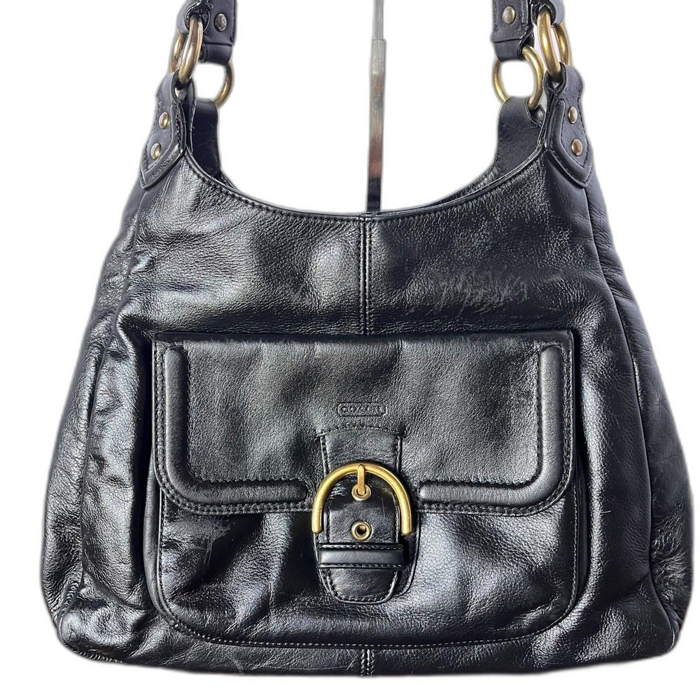 Coach Campbell Black Leather Hobo Shoulder Bag EUC