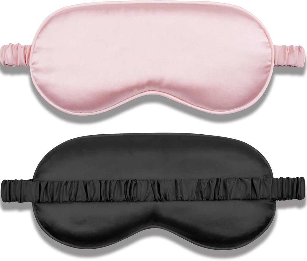 Soft Silk Sleep Mask 2 Pack Blush Pink Black