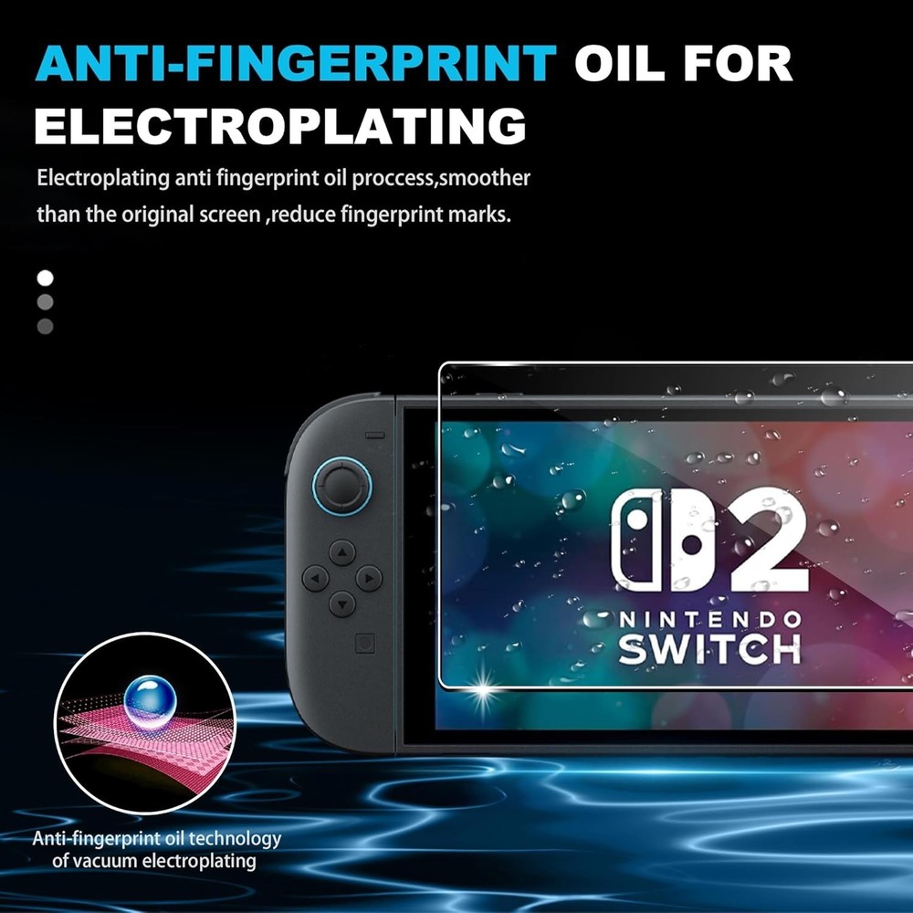 High-Definition 9H Tempered Glass Screen Protectors for NS Switch 2 - 3 Count