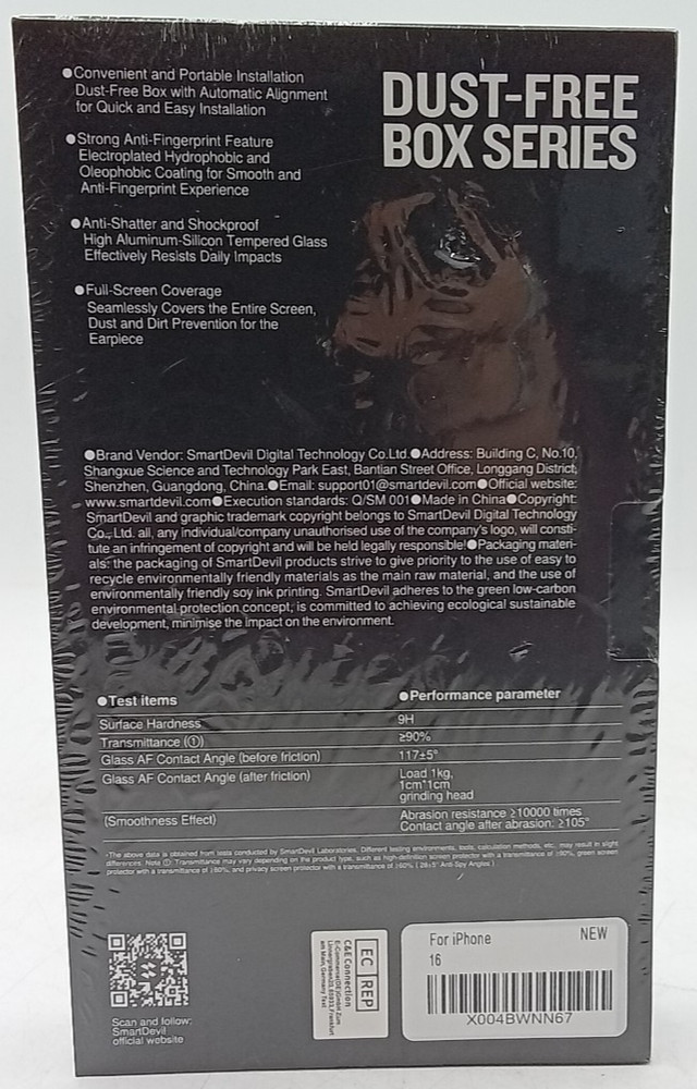 SMARTDEVIL 3 Pack Clear Tempered Glass Screen Protector for iPhone 16