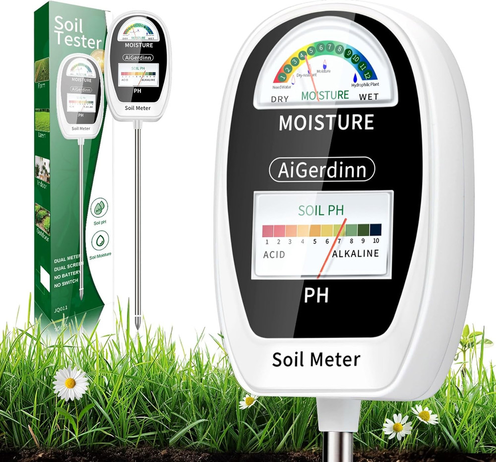 Soil Test Kit, 2-in-1 Soil Moisture Meter, Soil pH Meter -Dual Dial-Simultane...