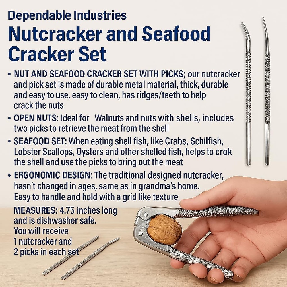 Dependable Industries Nutcracker and Seafood Cracker Set Includes 2 Picks...