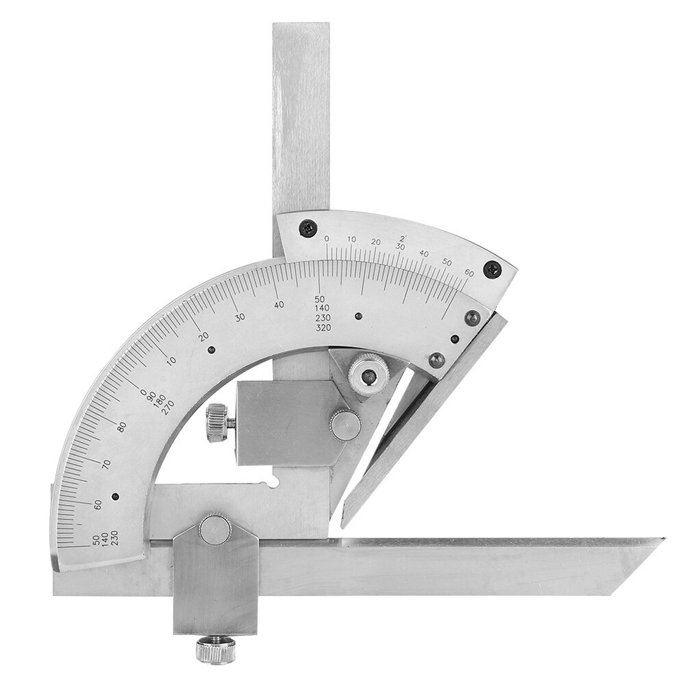 Carbon Steel Fine Tuning Angle Finder Ruler 0-320° Bevel Protractor Meter