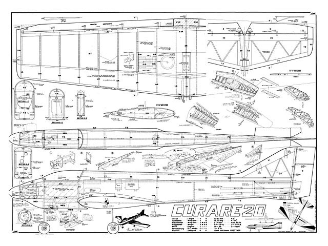 Curare 20 Pattern Plane 43" Wingspan RC Model Airplane Printed Plans