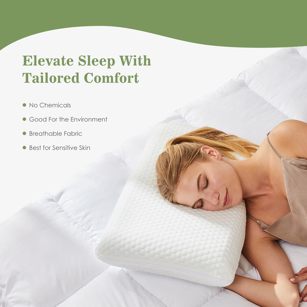 24" x 16" Size Memory Foam Pillow Side Sleeper, Removable Machine Washable Cover
