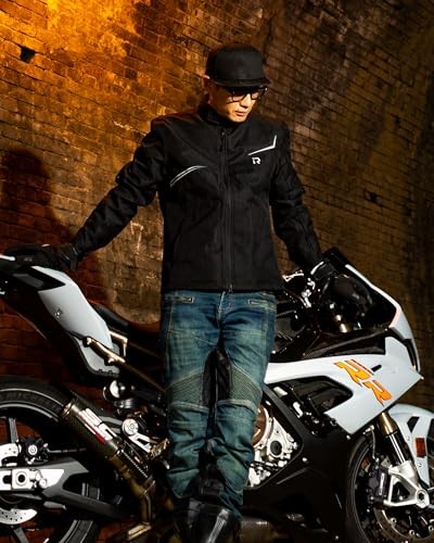 Motorcycle Jacket with CE Armor, Windproof Riding Protective Gear, Medium Black