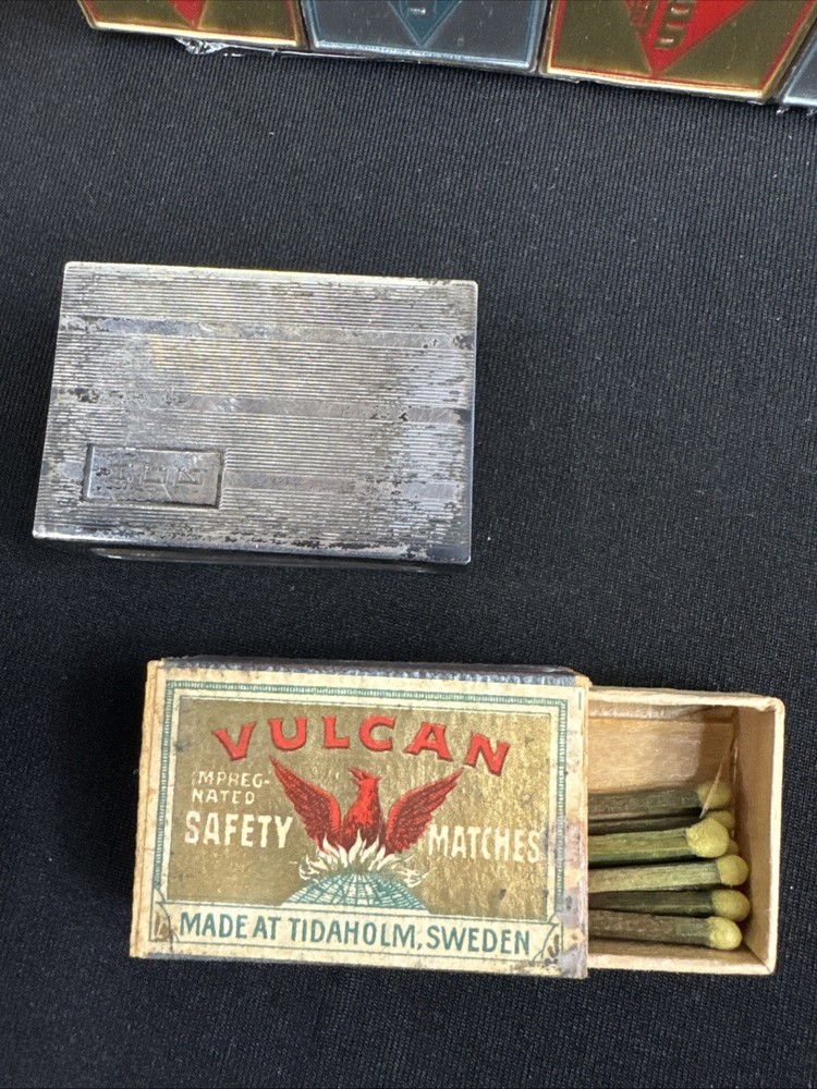 Vintage Sterling Silver Match Safe Monogram HCB w/ Matches