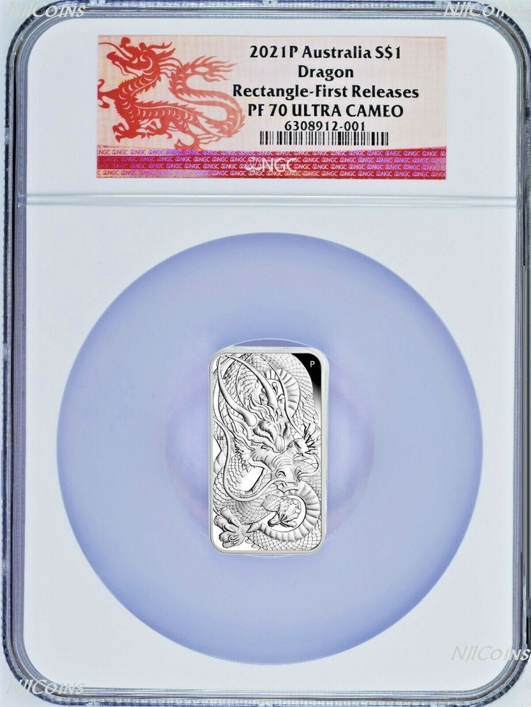 2021 Dragon 1oz PROOF Silver Rectangular $1 COIN NGC PF 70 FR Lunar Label