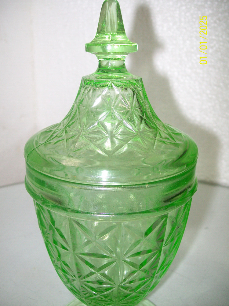Green Depression Hazel Atlas Candy Jar