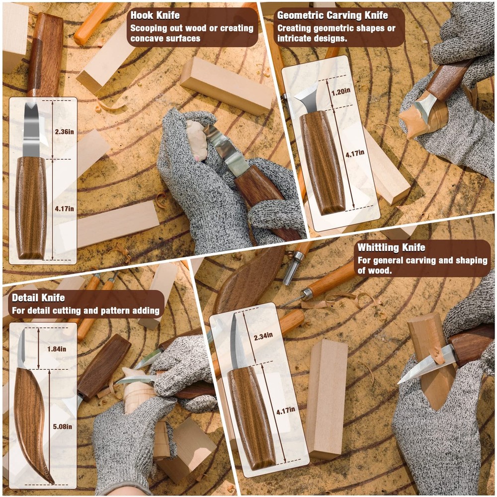 Wood Carving Kit, 23pcs Tools with 4 Set 4,