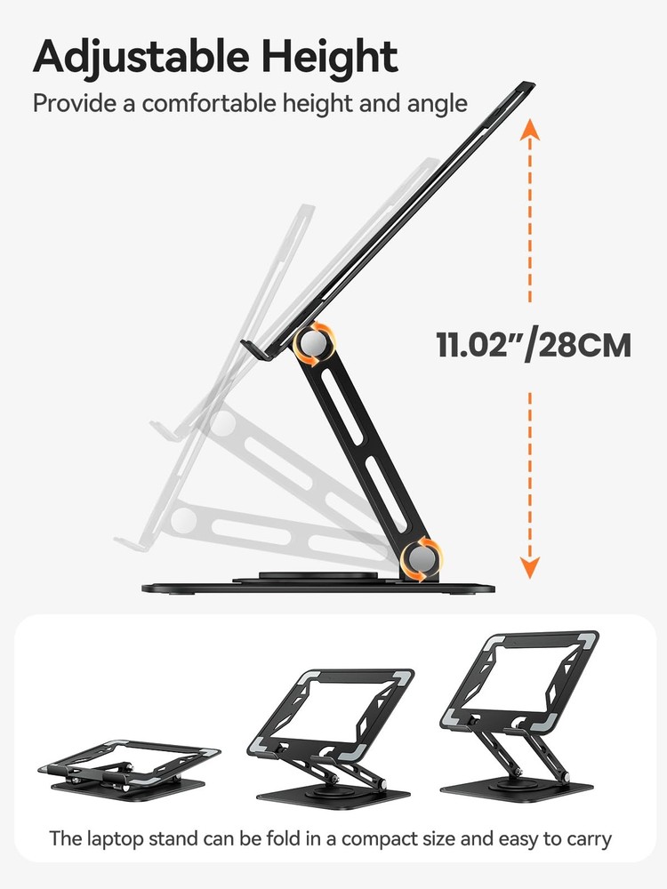 Tonnee Laptop Stand Desk Adjustable Computer Stand Holder 360° Rotating Base Erg