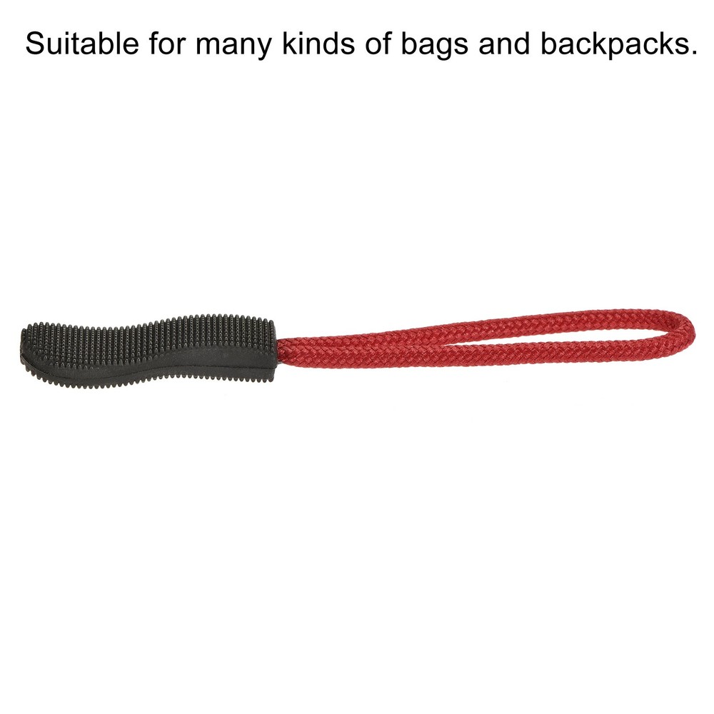 20 x Zipper Pulls Pull Head Handle Replacement Tab Cord Extension Black Red