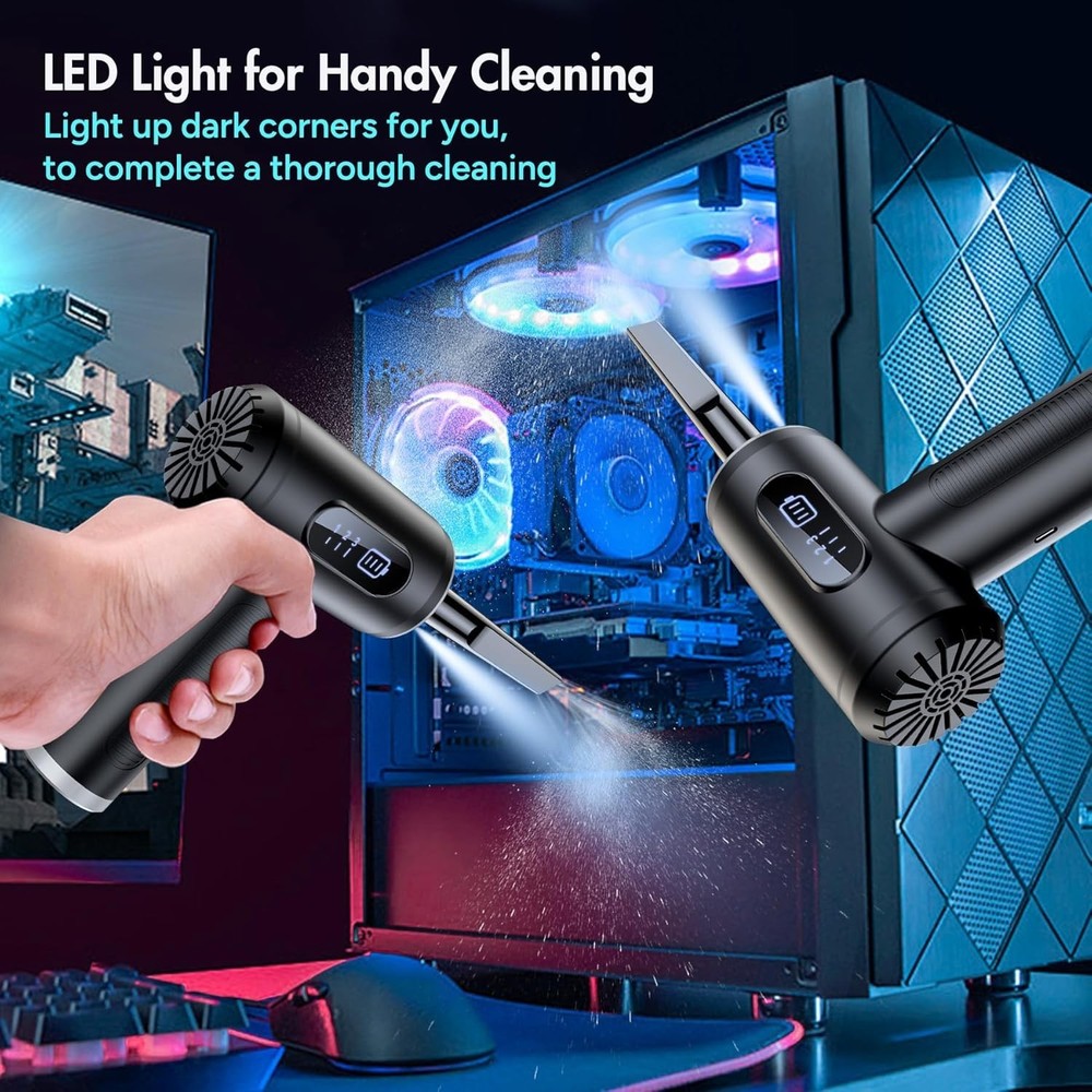Electric Compressed Air Duster, 3-Gear Dust Blower for Computers Cordless PC ...