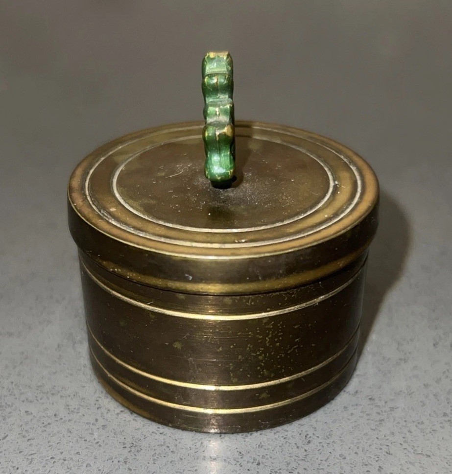 Vintage Brass Desktop Stamp Roll Dispenser Box