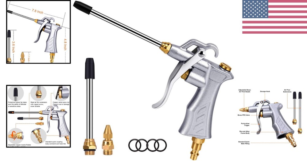 Professional Adjustable Air Blow Gun with Extensions - Ultimate Cleaning Tool