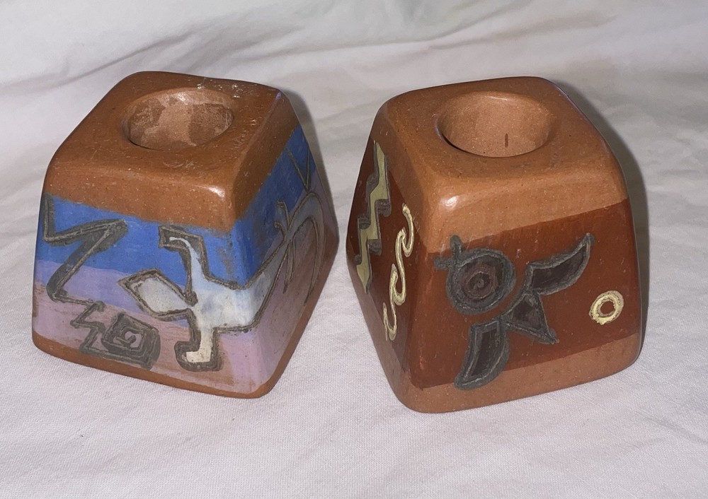 Small Peruvian Clay Taper Candle Holder Cusco Peru