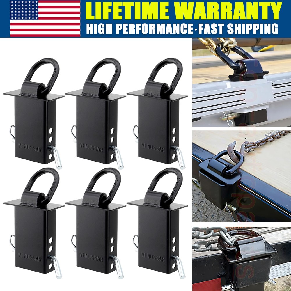 New Stake Pocket D Ring Heavy Duty Adjustable Trailer Stake Pocket,Black, 6 Pack