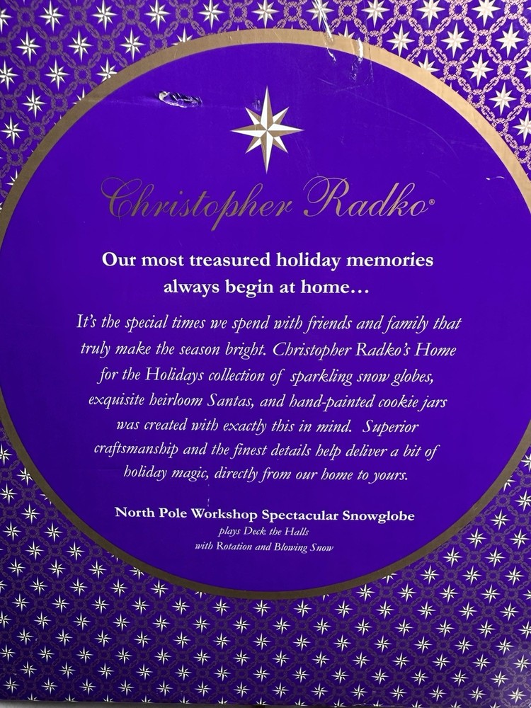 Christopher Radko North Pole Workshop Snowglobe Musical Blowing Snow w Box